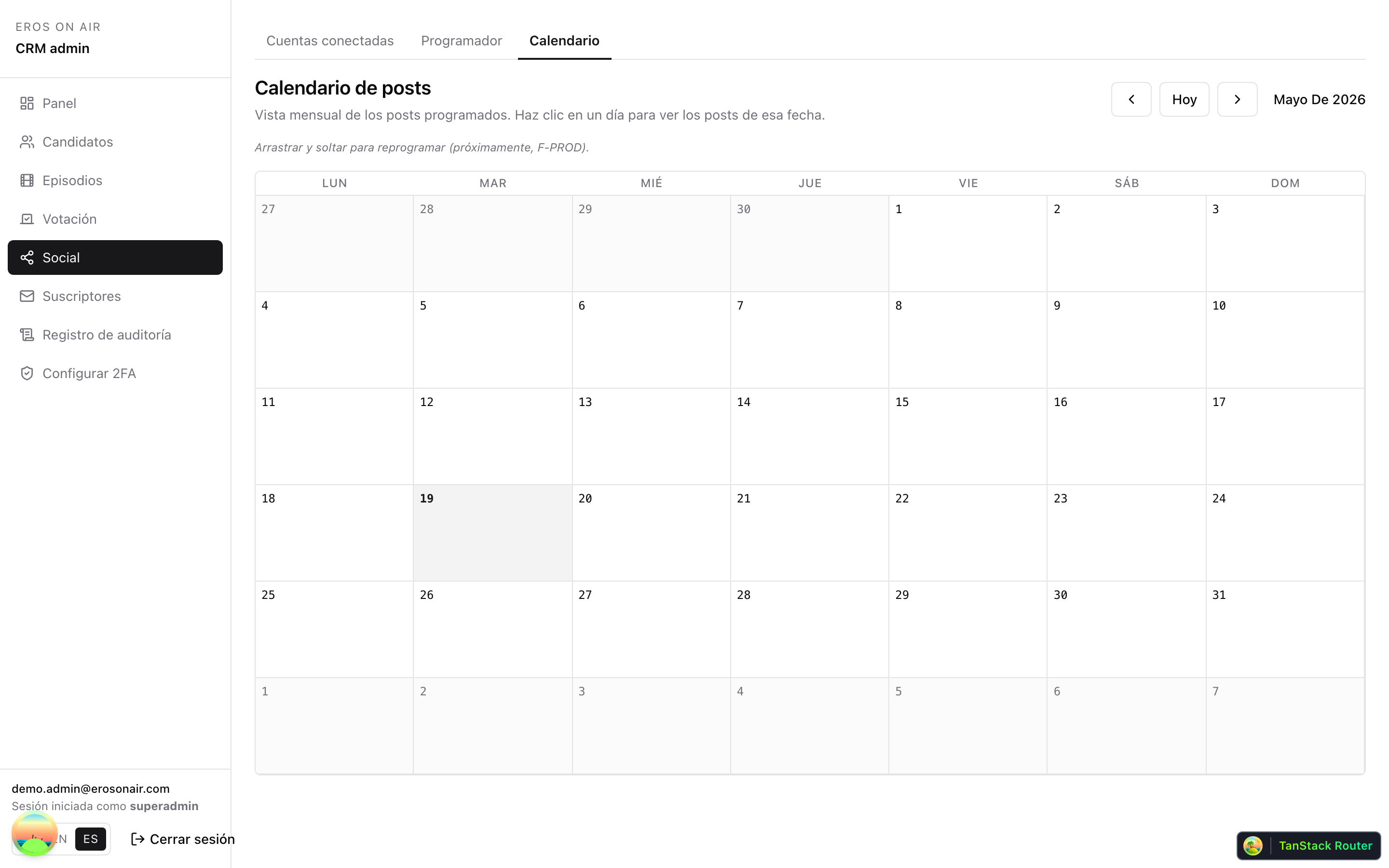 Calendario social