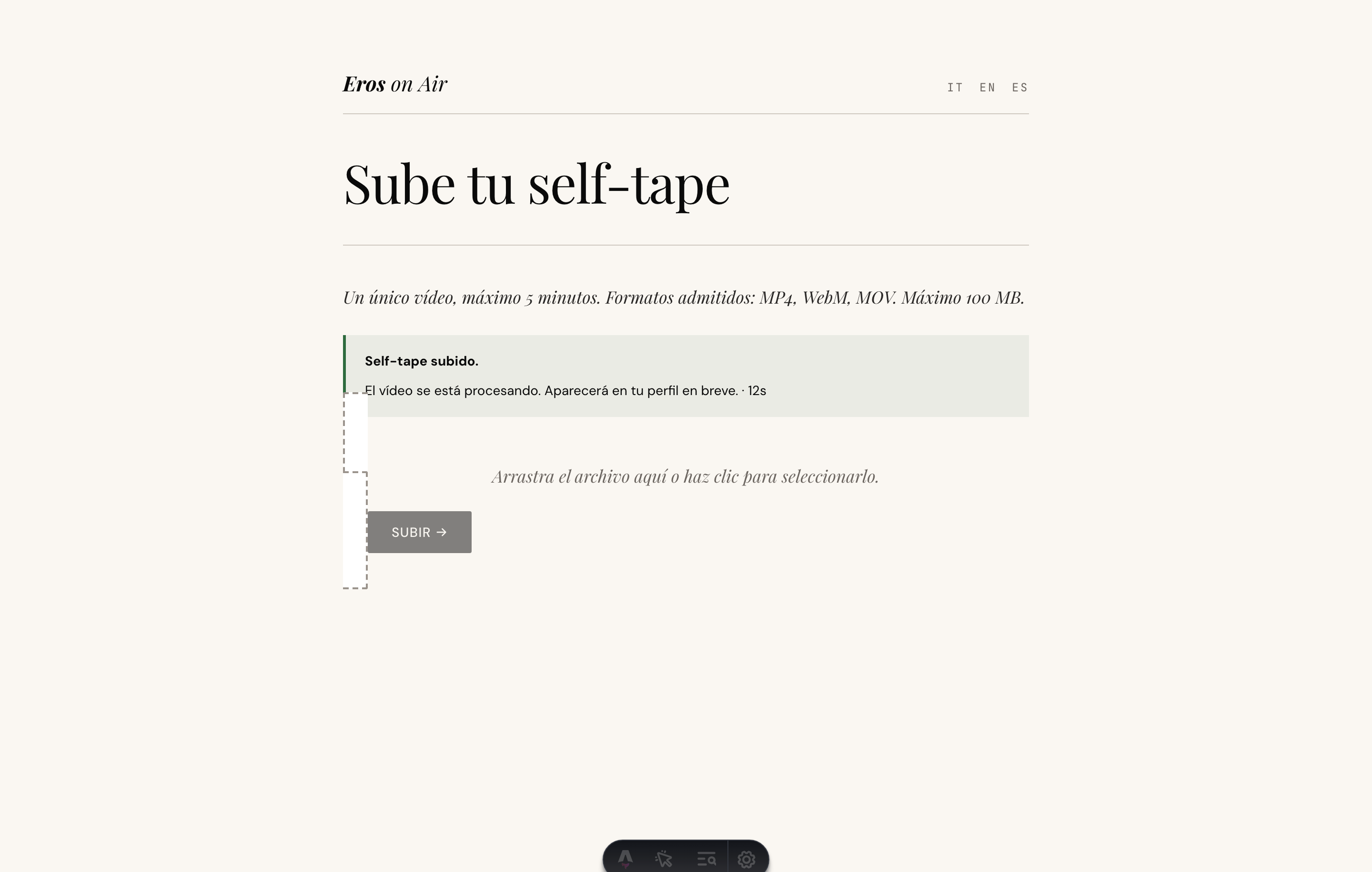Subida del self-tape