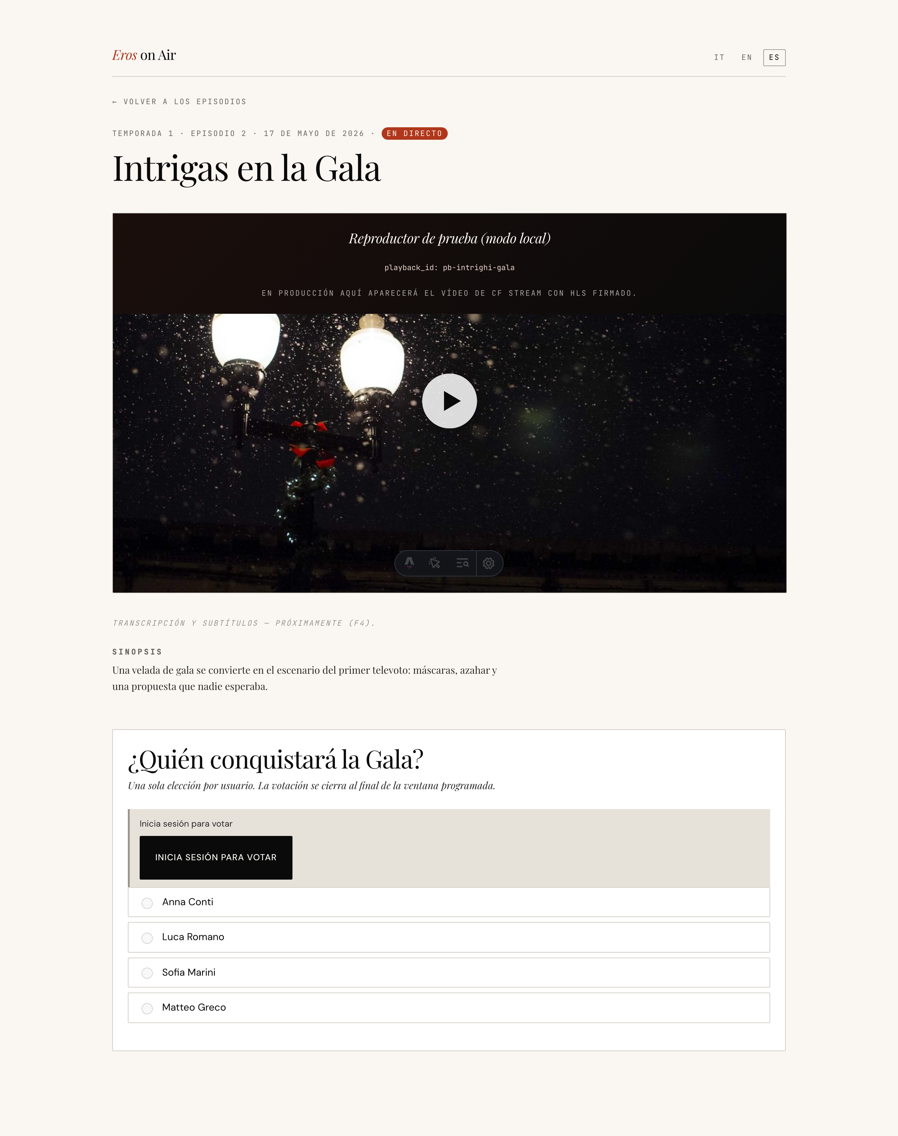 Episodio con votación activa